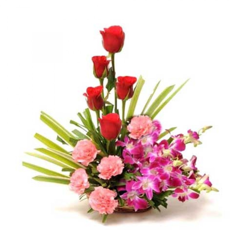 Exotic Pink Carnations & Orchids arrangement